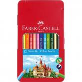 Pastelky Castell set 12 farebn v plechu s okienkom