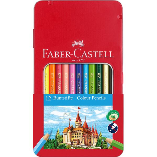 Pastelky Castell set 12 farebné v plechu s okienkom