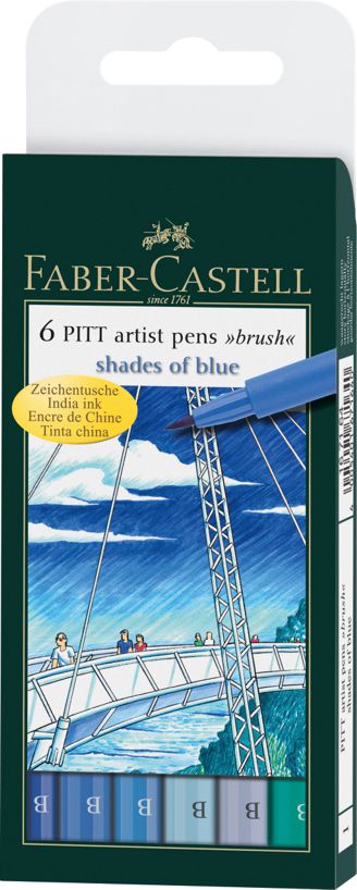 PITT umelecké popisovače 6 odtieňov modrej set