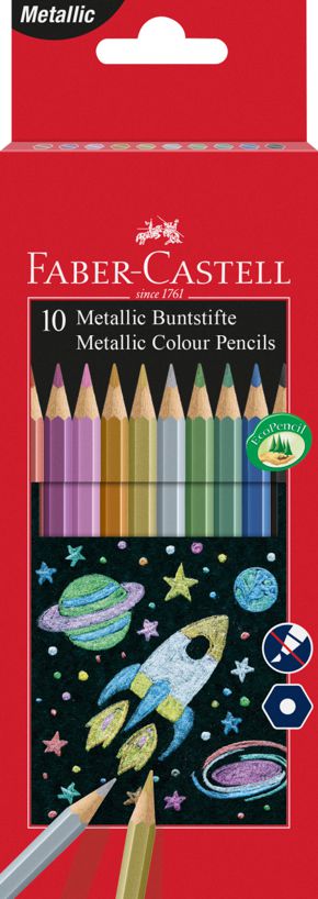 Pastelky Color metalické set 10 farebné šesťhranné